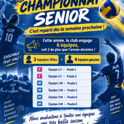 🏐 Le championnat senior reprend dès la semaine prochaine !